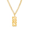 Thumbnail Image 0 of Personalized Vertical Block Number Curb Chain Necklace in Sterling Silver with 14K Gold Plate