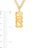 Thumbnail Image 1 of Personalized Vertical Block Number Curb Chain Necklace in Sterling Silver with 14K Gold Plate