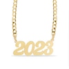 Thumbnail Image 0 of Personalized Script Number Curb Chain Necklace in Sterling Silver with 14K Gold Plate - 18"