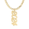 Thumbnail Image 0 of Personalized Vertical Script Number Curb Chain Necklace in Sterling Silver with 14K Gold Plate