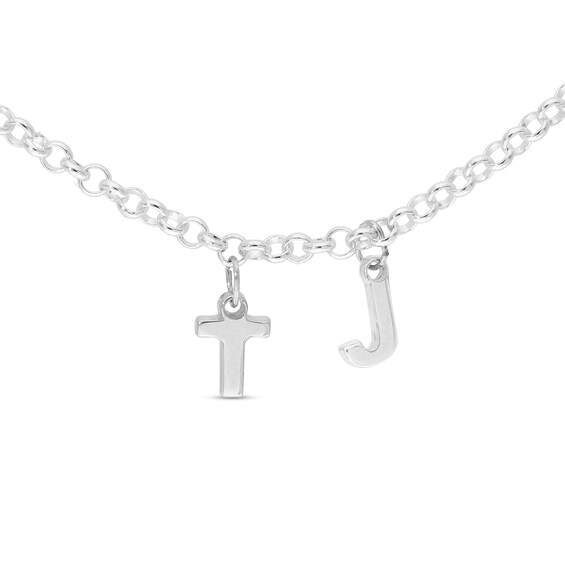 Two Initial Charm Personalized Bracelet in Sterling Silver