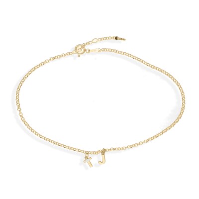 Two Initial Charm Personalized Bracelet in Sterling Silver with 14K Gold Plate