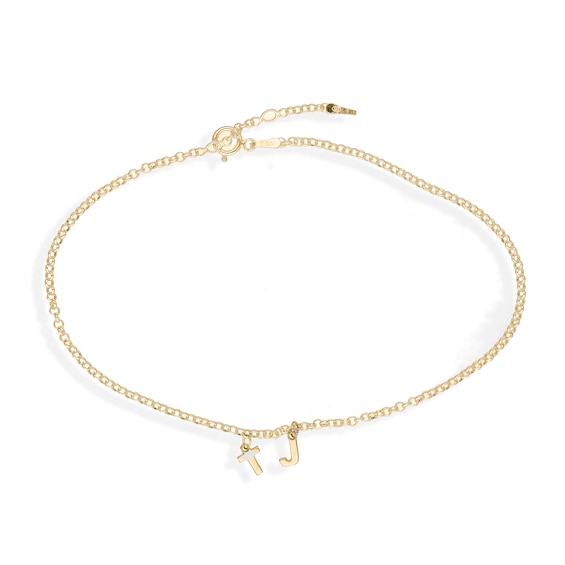 Two Initial Charm Personalized Bracelet in Sterling Silver with 14K Gold Plate