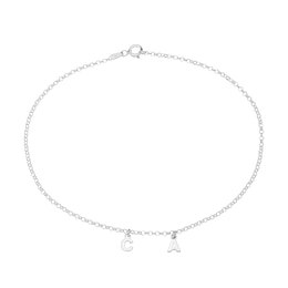 Sterling Silver Two Initial Charm Anklet