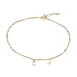 14K Gold Plated Two Initial Charm Anklet