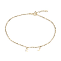 14K Gold Plated Two Initial Charm Anklet