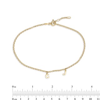 14K Gold Plated Two Initial Charm Anklet
