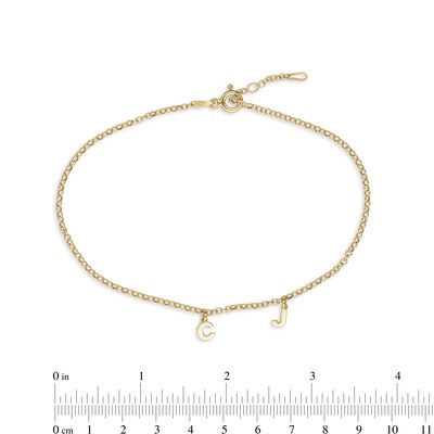 14K Gold Plated Two Initial Charm Anklet
