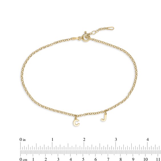 14K Gold Plated Two Initial Charm Anklet
