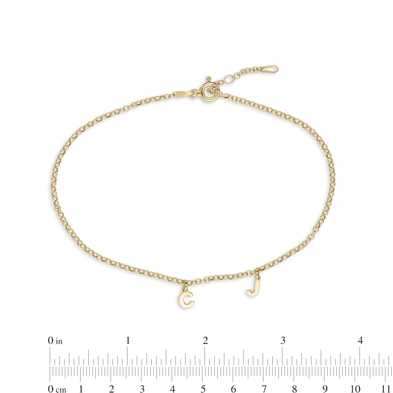 14K Gold Plated Two Initial Charm Anklet