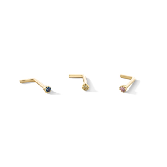 ​​​​​​​​​​​​​​​​​​​​​14K Gold CZ Nose Screw Stud Set - 20G 5/16"