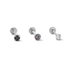 Stainless Steel CZ and Black CZ Three Piece Stud Set– 18G 5/16"