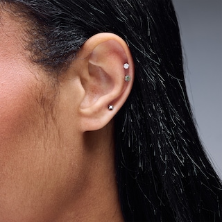 Stainless Steel CZ and Black CZ Three Piece Stud Set– 18G 5/16"