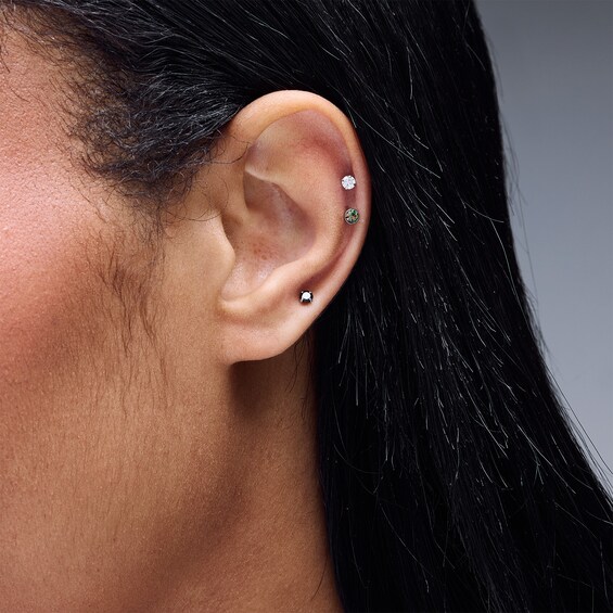 Stainless Steel CZ and Black CZ Three Piece Stud Set– 18G 5/16"