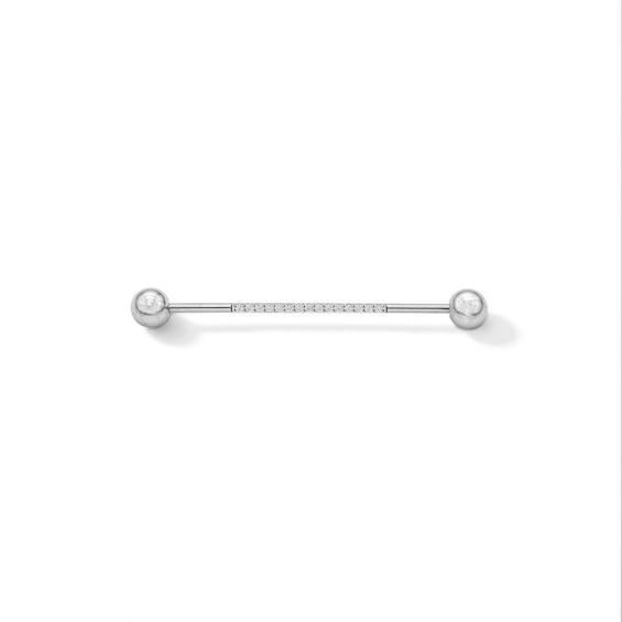 Stainless Steel CZ Industrial Barbell - 16G 1 3/8"