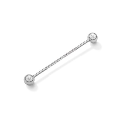 Stainless Steel CZ Industrial Barbell - 16G 1 3/8"