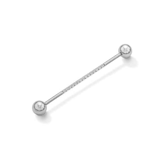 Stainless Steel CZ Industrial Barbell - 16G 1 3/8"
