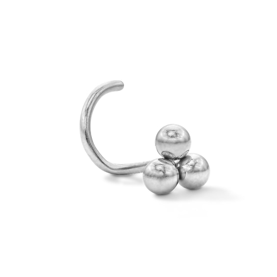 ​​​​​​​​​​​​​​Titanium Tri-Bead Nose Stud - 18G 5/16"