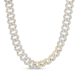 1 CT. T.W. Diamond Angular Curb Link Necklace in Sterling Silver with 14K Gold Plate - 18&quot;