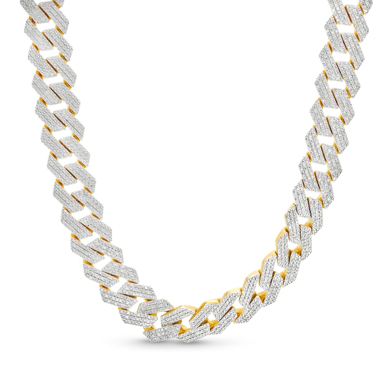 Main Image 1 of 14K Gold Plated 1 CT. T.W. Diamond Angular Curb Link Necklace - 18"