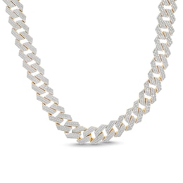 14K Gold Plated Diamond Angular Curb Link Necklace - 20&quot;
