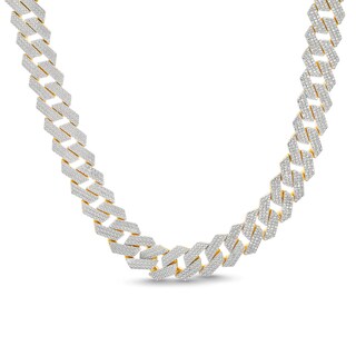 1 CT. T.W. Diamond Cuban Link Chain Necklace in Sterling Silver with 14K  Gold Plate – 22