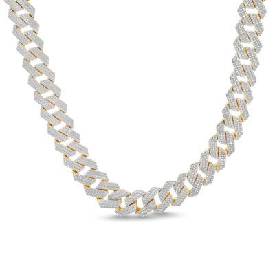 14K Gold Plated Diamond Angular Curb Link Necklace - 20"