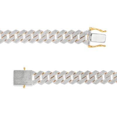 14K Gold Plated Diamond Angular Curb Link Necklace - 20"