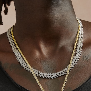 1 CT. T.W. Diamond Spike Link Necklace in Sterling Silver with 14K Gold Plate