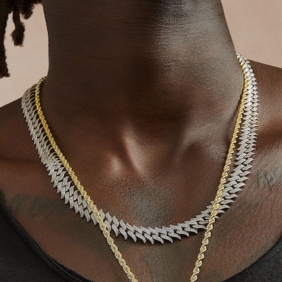 1 CT. T.W. Diamond Spike Link Necklace in Sterling Silver with 14K Gold Plate