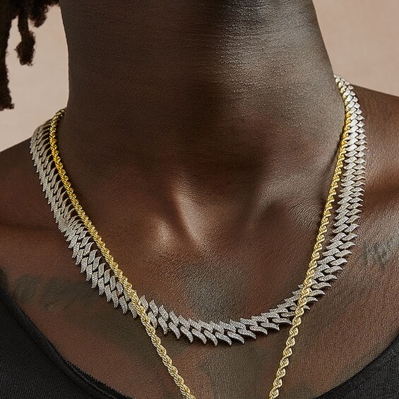 1 CT. T.W. Diamond Spike Link Necklace in Sterling Silver with 14K Gold Plate