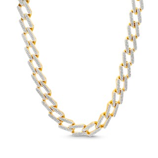 1 CT. T.W. Diamond Double Bar Link Necklace in Sterling Silver with 14K Gold Plate - 18"