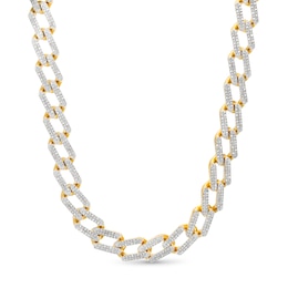 14K Gold Plate 1 CT. T.W. Diamond Double Bar Link Necklace - 20&quot;