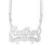 Thumbnail Image 1 of Sterling Silver Beaded Heart Nameplate Curb Chain Necklace - 18"
