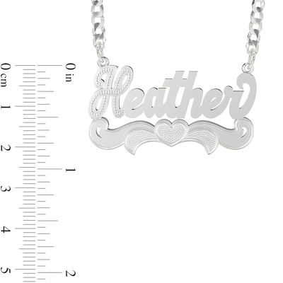Sterling Silver Beaded Heart Nameplate Curb Chain Necklace - 18"