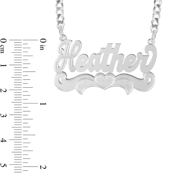 Sterling Silver Beaded Heart Nameplate Curb Chain Necklace - 18"