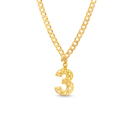 14K Gold Plated Personalized Single Number Curb Chain Pendant - 18"