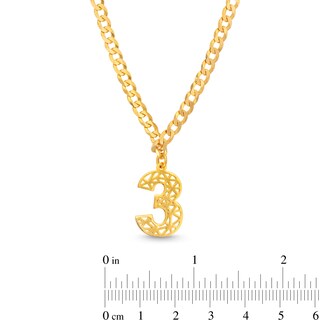 14K Gold Plated Personalized Single Number Curb Chain Pendant - 18"