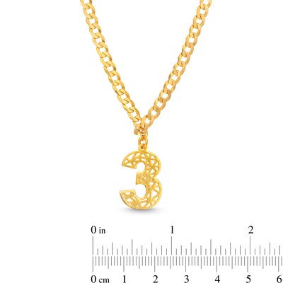 14K Gold Plated Personalized Single Number Curb Chain Pendant - 18"