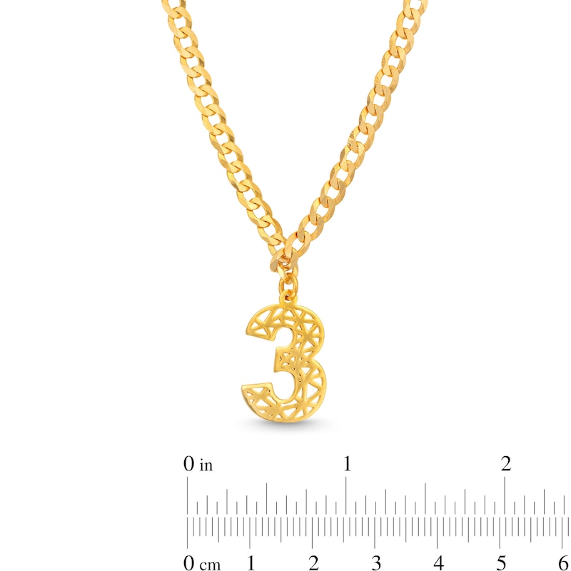Personalized Single Number Curb Chain Necklace in Sterling Silver with 14K Gold Plate - 18"