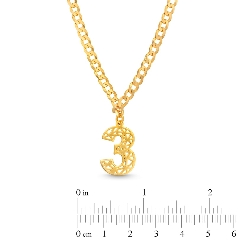 Main Image 3 of 14K Gold Plated Personalized Single Number Curb Chain Pendant - 18"