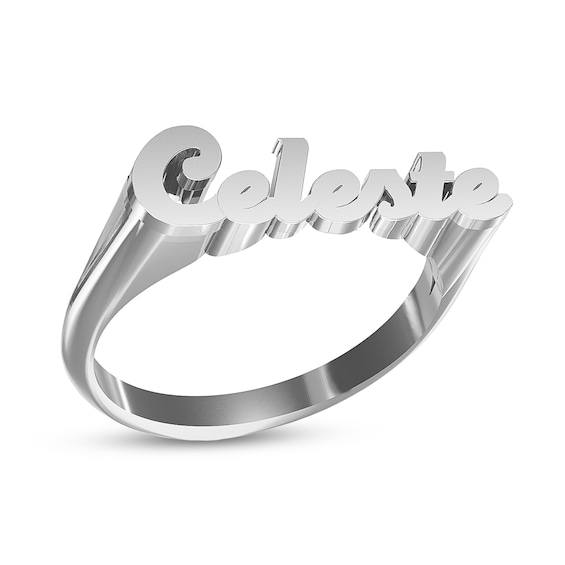 Name Flared Script Name Ring in Sterling Silver