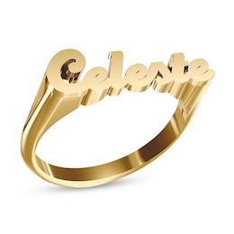 Personalized Name Flared Script Name Ring in Sterling Silver with 14K Gold Plate