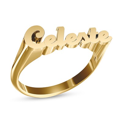 14K Gold Plate Personalized Name Flared Script Name Ring