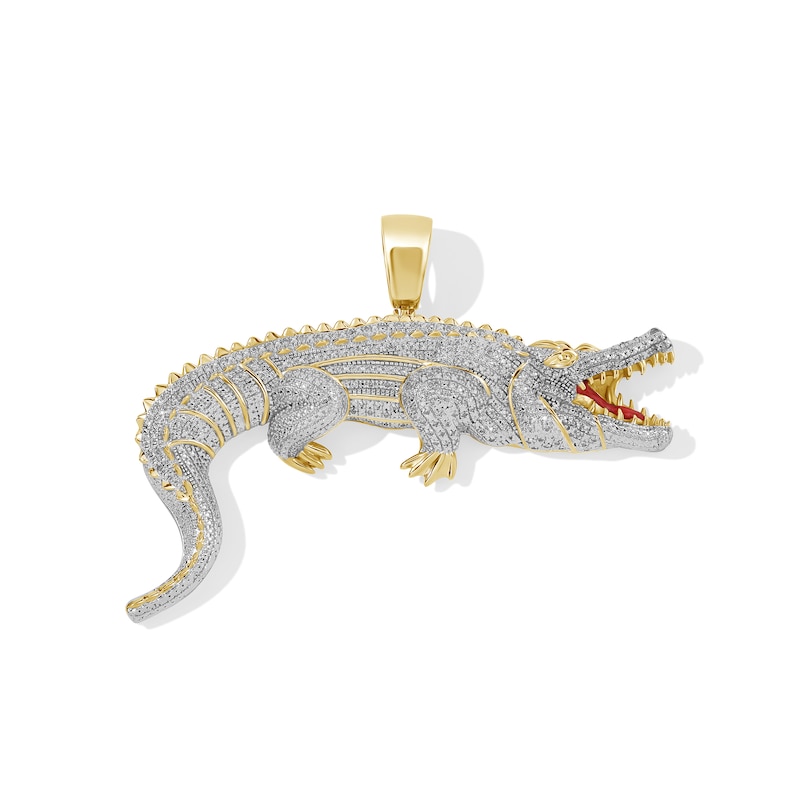 Main Image 1 of 1/2 CT. T.W. Diamond Alligator Necklace Charm in Sterling Silver with 14K Gold Plate