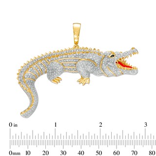 1/2 CT. T.W. Diamond Alligator Necklace Charm in Sterling Silver with 14K Gold Plate