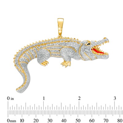 1/2 CT. T.W. Diamond Alligator Necklace Charm in Sterling Silver with 14K Gold Plate