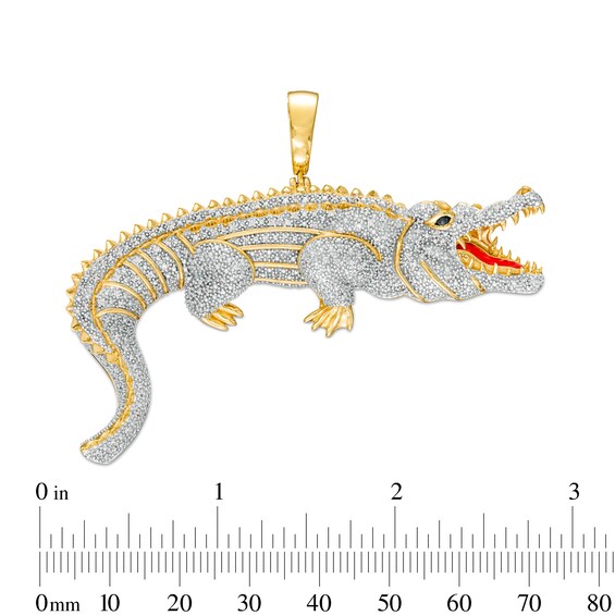1/2 CT. T.W. Diamond Alligator Necklace Charm in Sterling Silver with 14K Gold Plate