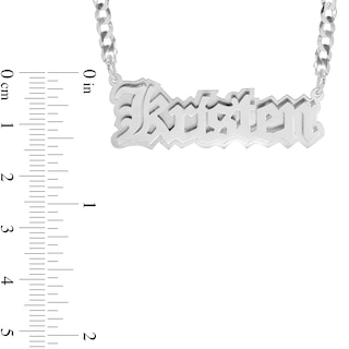 Double Plated Gothic Nameplate Curb Chain Necklace in Sterling Silver - 18"