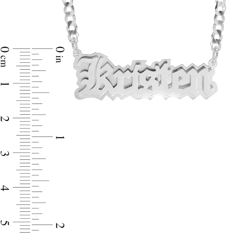 Main Image 2 of Double Plated Gothic Nameplate Curb Chain Necklace in Sterling Silver - 18"
